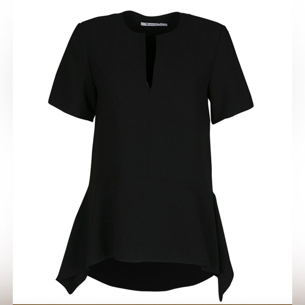 T by Alexander Wang Black Crepe Asymmetric Peplum Top